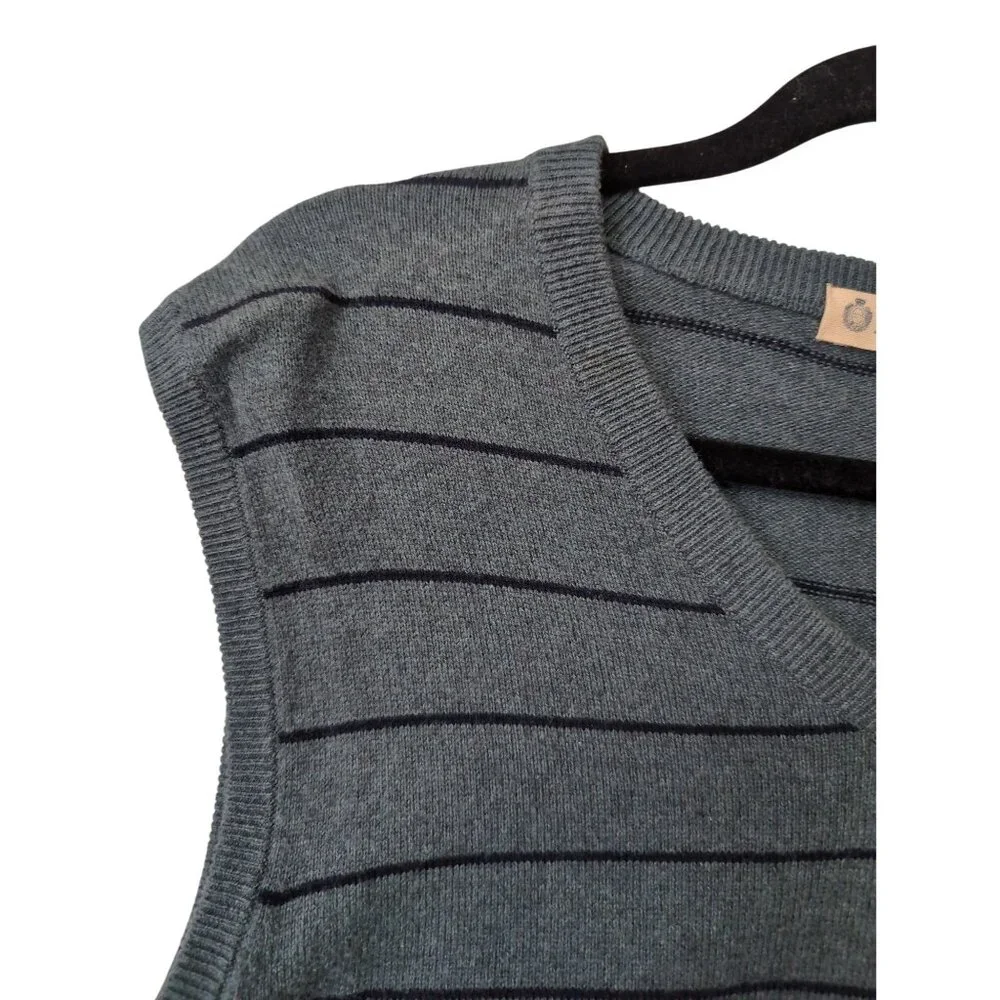 J Crew Sweater Vest Mens L Green Blue Pullover V Neck Cotton Cashmere‎ Casual